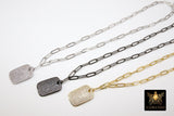 Dog Tag Necklace, CZ Silver Rectangle Pendants - A Girls Gems