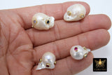 Genuine Pearl Beads, CZ Pave Baroque Pearl Beads, Large Oval Charms Freshwater Pearl