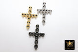CZ Pave Skull Head Cross Charms, Gold, Black, Silver Necklace Skeleton Beads, Men's Jewelry #331 - A Girls Gems