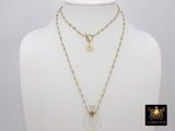Initial Rosary Chain Necklace, 14 K Gold Toggle Wrap - A Girls Gems