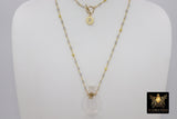 Initial Rosary Chain Necklace, 14 K Gold Toggle Wrap - A Girls Gems