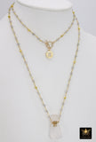 Initial Rosary Chain Necklace, 14 K Gold Toggle Wrap - A Girls Gems