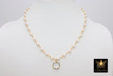 Freshwater Pearl Rosary Chain Necklace, 14 K Gold Toggle Bar 6 mm Pearl Choker - A Girls Gems
