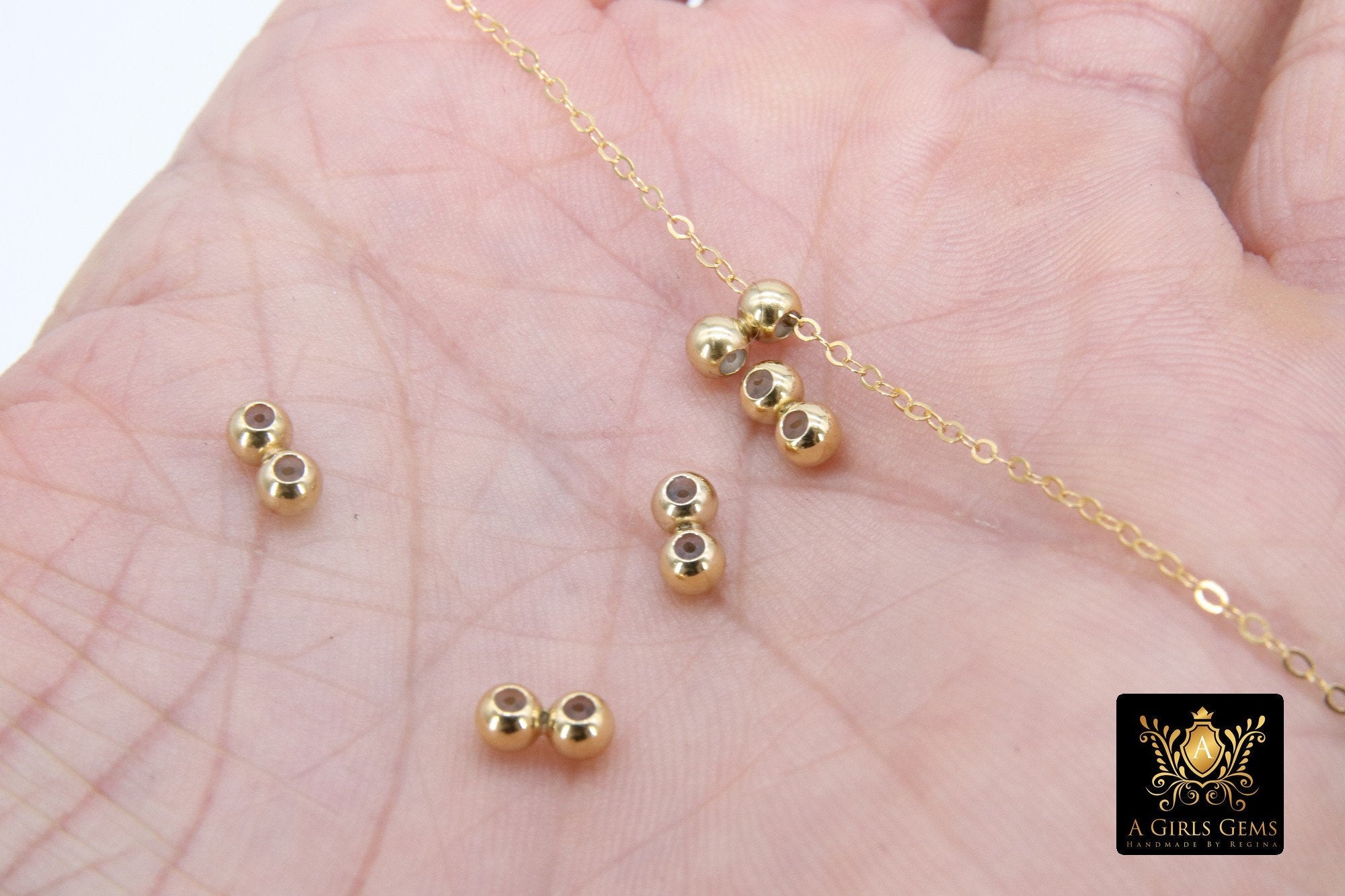 Slider Beads, 14 K Gold Filled Dainty Chain Silicon Stopper Beads #2144, 2 Hole Bolo, Lariat Jewelry Findings