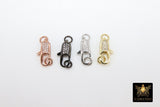 Small CZ Lobster Clasp, Gold Double Sided Tiny Claw #29, 7 x 15 mm Micro Pave Cubic Zirconia for DIY Rosary Bracelet Necklace
