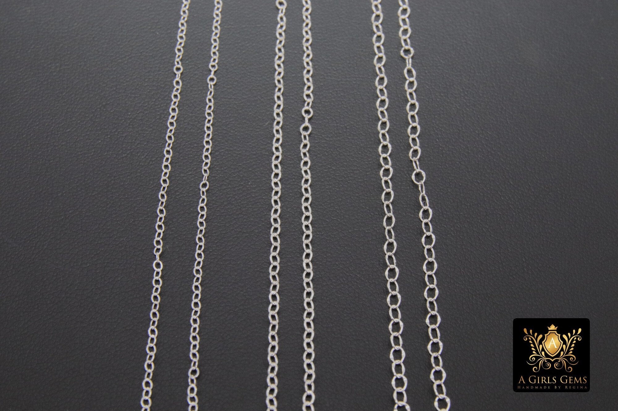 925 Sterling Silver Flat Chains, Unfinished Hammered Dapped Chain, By The Foot