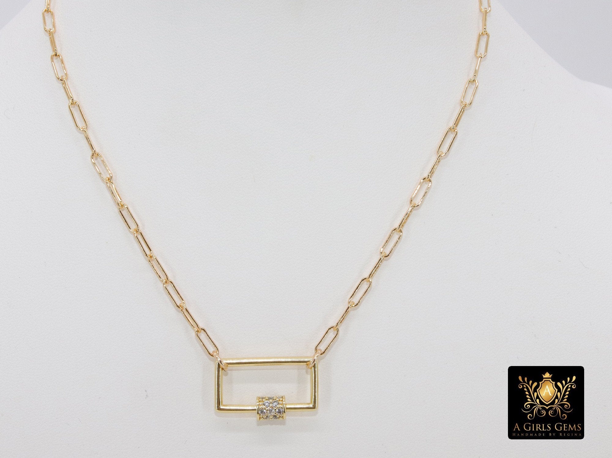 Front Clasp Necklace, 14 K Gold Filled Screw Clasp Wrap Choker - A Girls Gems
