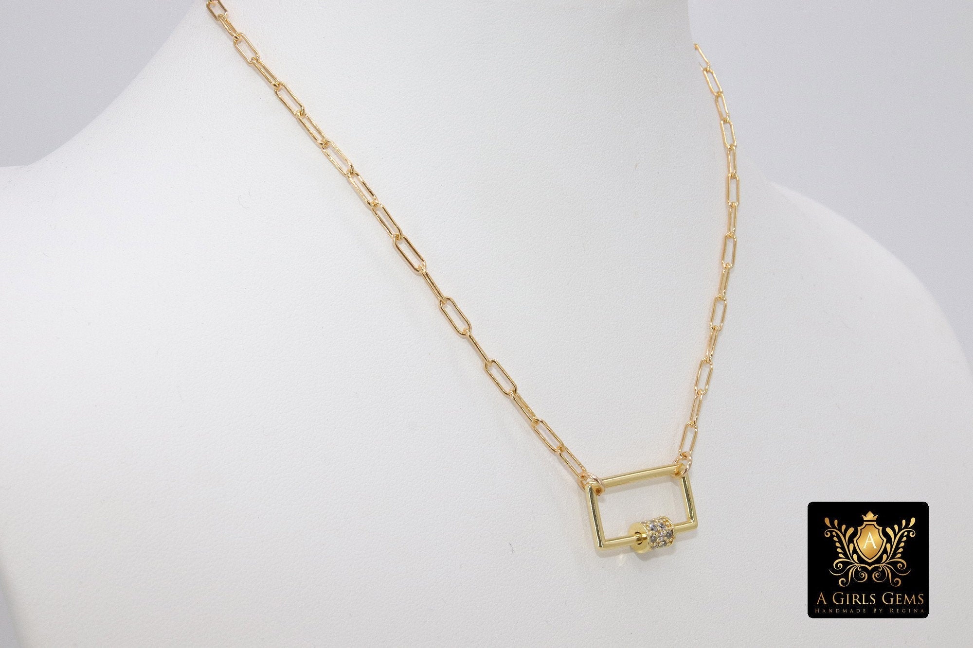 Front Clasp Necklace, 14 K Gold Filled Screw Clasp Wrap Choker - A Girls Gems