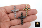 CZ Pave Skull Head Cross Charms, Gold, Black, Silver Necklace Skeleton Beads, Men's Jewelry #331 - A Girls Gems