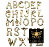 Gold Initial Chain Necklace, Cubic Zirconia Carabiner Initial Letters, Personalized Alphabet Choker - A Girls Gems