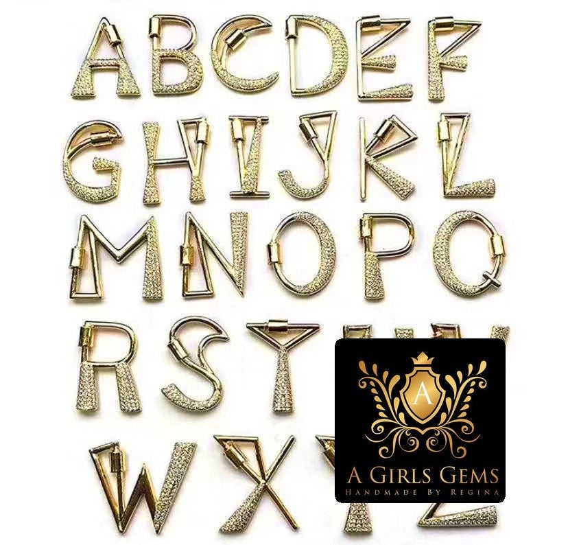 Gold Initial Chain Necklace, Cubic Zirconia Screw Initial Letters, Double Wrap - A Girls Gems