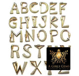 Gold Initial Chain Necklace, Cubic Zirconia Screw Initial Letters, Double Wrap - A Girls Gems