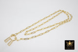 Gold Initial Chain Necklace, Cubic Zirconia Screw Initial Letters, Double Wrap - A Girls Gems
