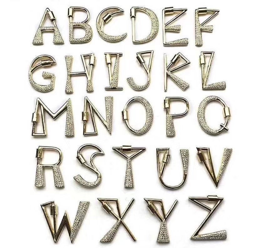 Gold Initial Chain Necklace, Cubic Zirconia Screw Initial Letters, Double Wrap - A Girls Gems