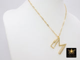 Gold Initial Chain Necklace, Cubic Zirconia Carabiner Initial Letters, Personalized Alphabet Choker - A Girls Gems