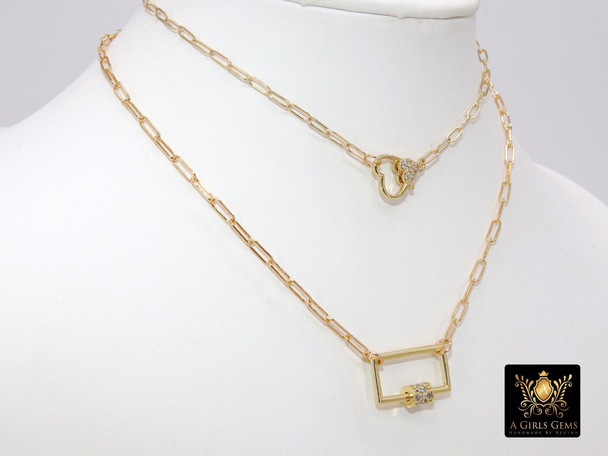 Front Clasp Necklace, 14 K Gold Filled Screw Clasp Wrap Choker - A Girls Gems