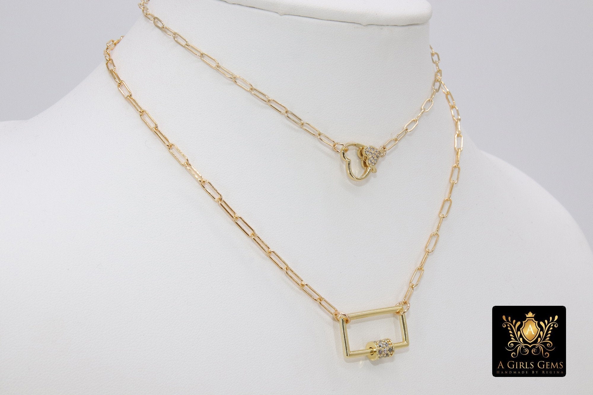 Front Clasp Necklace, 14 K Gold Filled Screw Clasp Wrap Choker - A Girls Gems