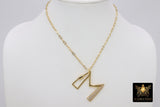 Gold Initial Chain Necklace, Cubic Zirconia Carabiner Initial Letters, Personalized Alphabet Choker - A Girls Gems