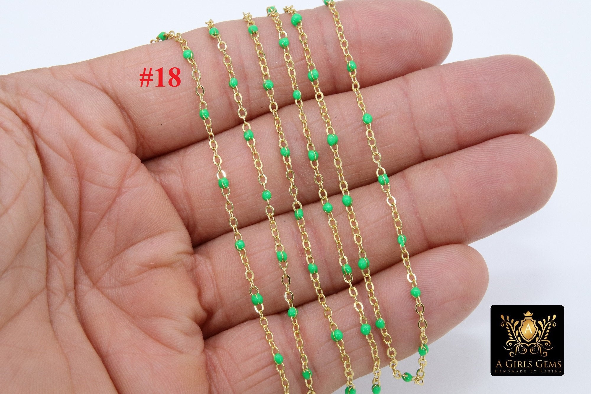 Enamel Satellite Chain, Gold Dainty Tiny Beaded, By the Yard Unfinished Chains CH #621