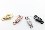 CZ Micro Pave Black Long Lobster Clasp, Small Double Sided #29, Micro Pave Cubic Zirconia Connector for Bracelets - A Girls Gems