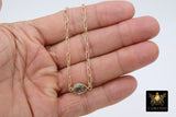 Gemstone Teardrop Necklace, 14 K Gold Filled Choker, Choice of Teardrop Gemstone, Adjustable Rectangle Chain - A Girls Gems