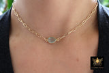 Gemstone Teardrop Necklace, 14 K Gold Filled Choker, Choice of Teardrop Gemstone, Adjustable Rectangle Chain - A Girls Gems