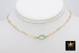 Gemstone Teardrop Necklace, 14 K Gold Filled Choker, Choice of Teardrop Gemstone, Adjustable Rectangle Chain - A Girls Gems