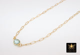 Gemstone Teardrop Necklace, 14 K Gold Filled Choker, Choice of Teardrop Gemstone, Adjustable Rectangle Chain - A Girls Gems