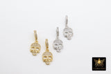 CZ Gold Skull Charm with Rings, Silver Skeleton Slide Spacer Circle Silver #2617, Large Hole Pandora Dangle - A Girls Gems