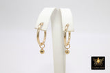 14 K Gold Filled Ball Hoop 4mm Charms, 5 mm Gold Hooplet Dangle Charms #2136, 6 mm Jewelry Findings