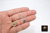 925 Silver Initial Chain Necklace, Cubic Zirconia Baguette Round Gold Disc Letters in Choker, Personalized Alphabet - A Girls Gems