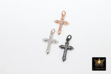 Rose Gold Cross Charms, CZ Micro Pave Dainty Religious Cross Pendants, 12 x 21 mm Small Cross for Rosary Chains, Beaded Bracelets - A Girls Gems