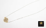 925 Silver Initial Chain Necklace, Cubic Zirconia Baguette Round Gold Disc Letters in Choker, Personalized Alphabet - A Girls Gems