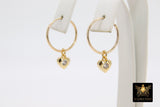 14 K Gold Filled Endless Hoop with CZ Red Cross, Gold Hooplet Dangle Clear CZ Cross Charms #2548 - A Girls Gems