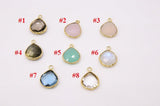 Teardrop Bezel Charms, Gold Plated Gemstone Pears, Rainbow, Labradorite, Opal, Cute Tiny Birthstone Pendants 13 x 16 mm Necklace, Earrings