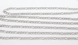 Stainless Steel Figaro Faceted Chain, Silver Chains 6 x 3 and 4 x 3 mm Links, Unfinished Jewelry Chains By the Yard