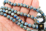 Natural Imperial Baby Blue Jasper Beads, Sea Sediment Round Marbleized Beige and Light Gray Beads BS #2 - A Girls Gems