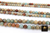 Natural African Blue Turquoise Opal Beads, Beige and Cream Round Jasper Beads, sizes  6mm 8mm 10mm 15.75 inch Strands - A Girls Gems