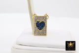 Gold CZ Pave Blue Cross Charm, 12 x 20 mm Scapula Heart Style Sapphire Rectangle Charm #442, 2 jump ring Connector - A Girls Gems