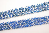 DZI Blue and White Beads, Natural Tibetian Smooth Round Band Beads BS #33 - A Girls Gems