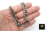 Silver and Gold Curb Chain Necklace, Shackle Chunky Necklace, Stainless Steel Jewelry - A Girls Gems