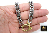 Silver and Gold Curb Chain Necklace, Shackle Chunky Necklace, Stainless Steel Jewelry - A Girls Gems
