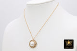 14 K Gold Filled Rolo Drawn Chain Necklace, Repurposed Vintage Button Necklace, Gold Round Channel Pearl Button - A Girls Gems