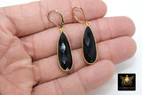 14 K Gold Filled Black Onyx Lever Back Earrings, Long Teardrop Gemstone Dangle Earrings - A Girls Gems