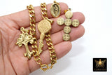 Gold Curb Chain Necklace, Stainless Steel Religious Necklace, St. Benedict Key or Cross, Fleur De Lei Cross - A Girls Gems