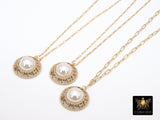14 K Gold Filled Chain Repurposed Vintage Button Necklace, Gold Round Channel Pearl Button - A Girls Gems