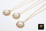 14 K Gold Filled Rolo Drawn Chain Necklace, Repurposed Vintage Button Necklace, Gold Round Channel Pearl Button - A Girls Gems