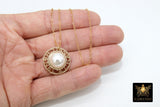 14 K Gold Filled Chain Repurposed Vintage Button Necklace, Gold Round Channel Pearl Button - A Girls Gems