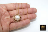 14 K Gold Filled Chain Repurposed Vintage Button Necklace, Gold Round Channel Pearl Button - A Girls Gems