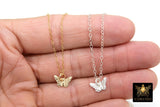 14 K Gold Filled Butterfly Chain Necklace, 925 Sterling Silver Tiny Monarch Choker, Dainty Adjustable Chain Necklace - A Girls Gems